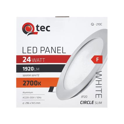 Світлодіодний вбудований світильник QTEC LED/24W/230V 2700K діаметр 29,6 см