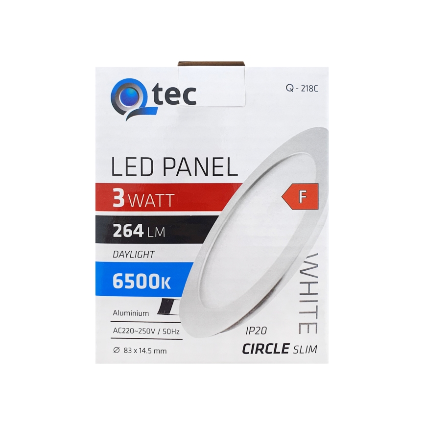 Світлодіодний вбудований світильник QTEC LED/3W/230V 6500K діаметр 8,3 см