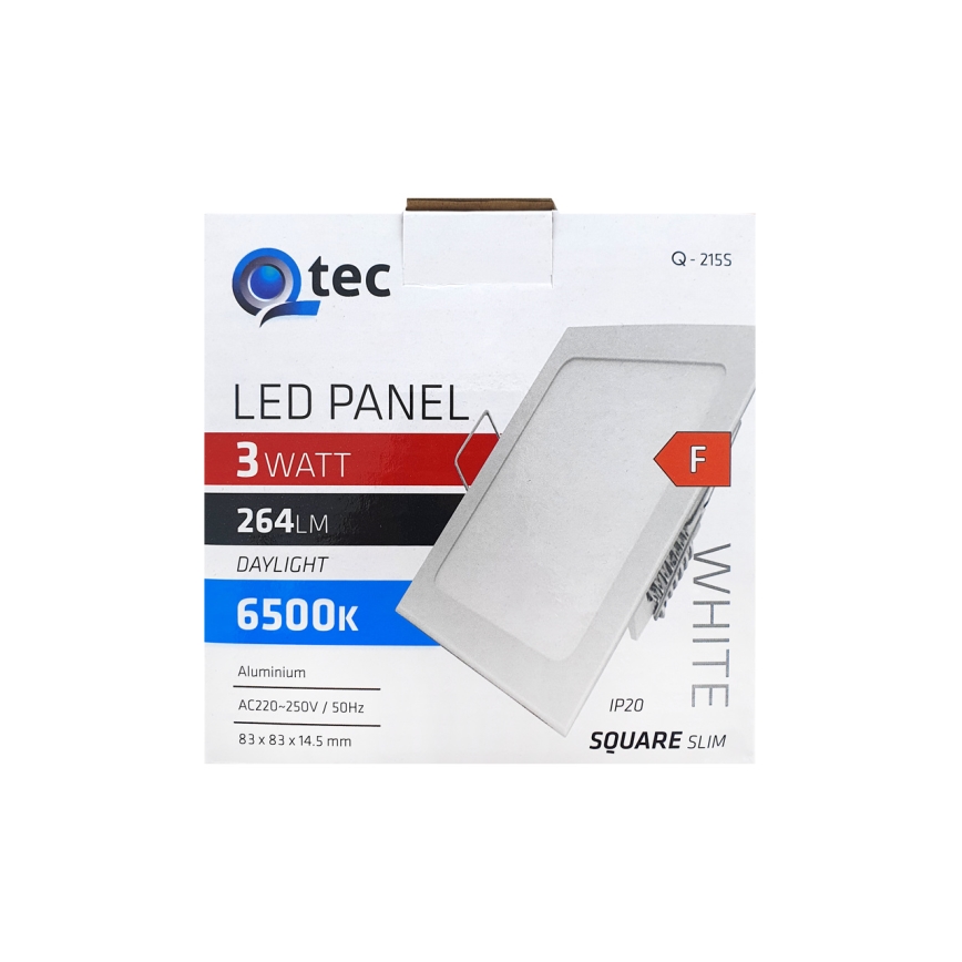 Світлодіодний вбудований світильник QTEC LED/3W/230V 6500K 8,3x8,3 см