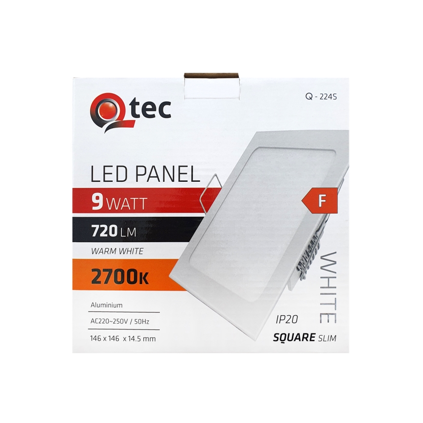 Світлодіодний вбудований світильник QTEC LED/9W/230V 2700K 14,6x14,6 см
