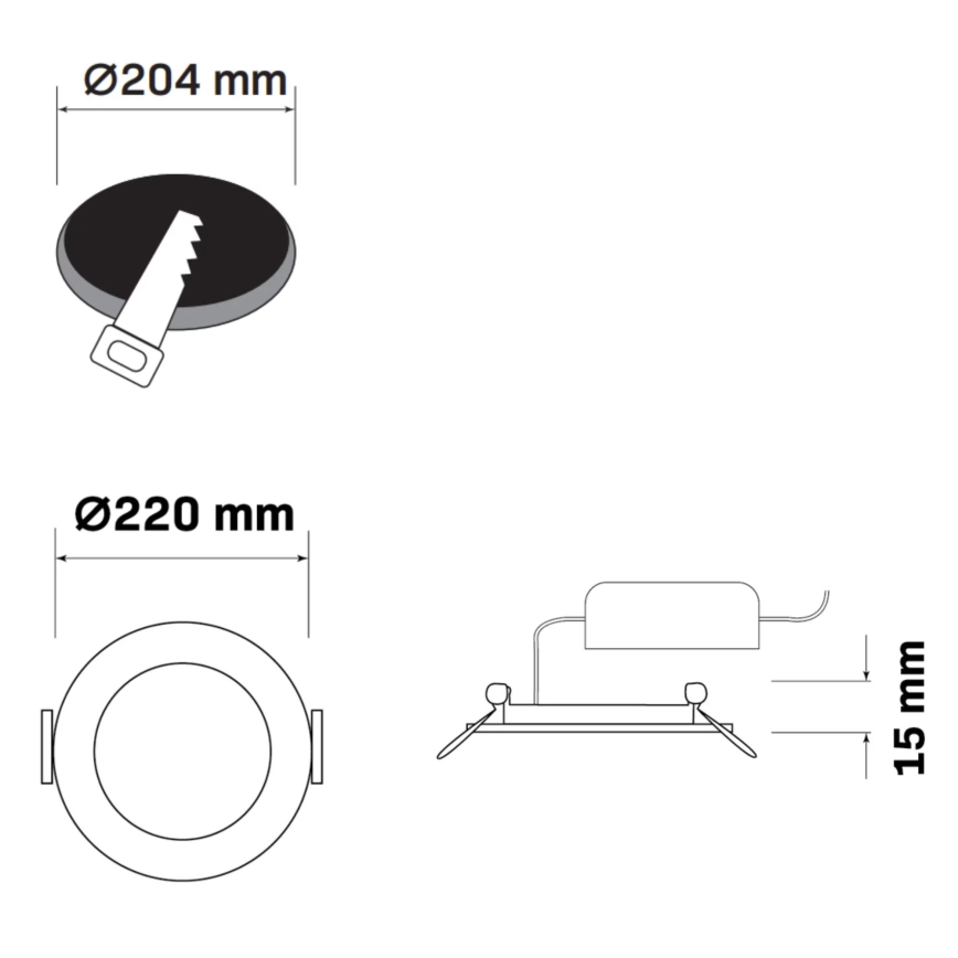 Світлодіодний вбудований світильник RIGEL LED/14W/230V 4000K діаметр 22 см чорний