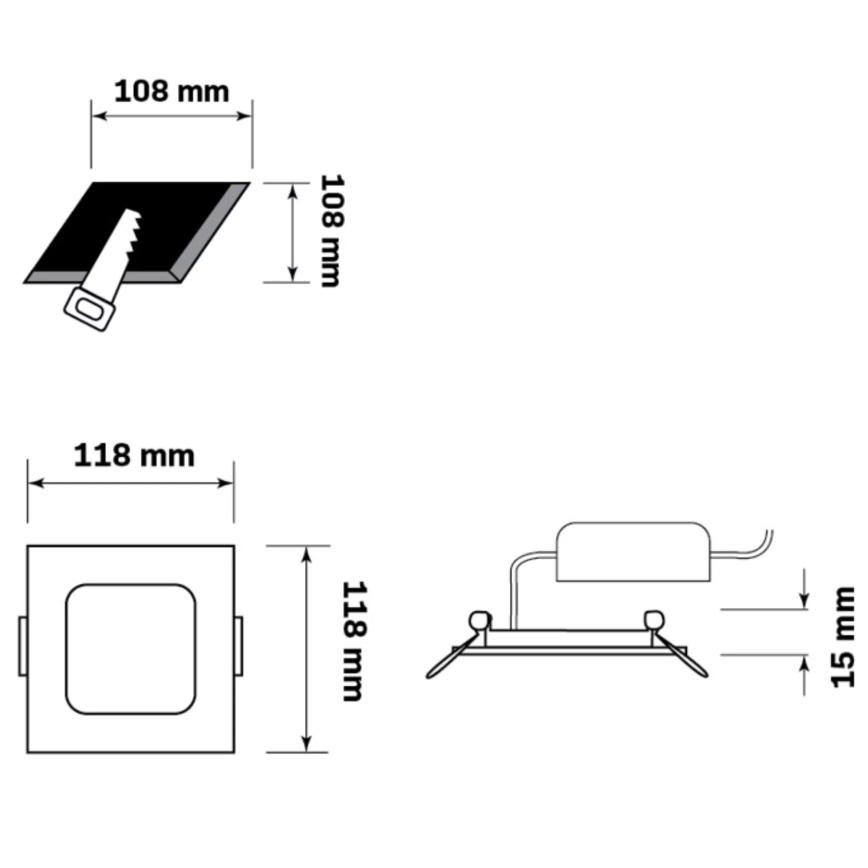 Світлодіодний вбудований світильник RIGEL LED/4,8W/230V 4000K 11,8x11,8 см чорний