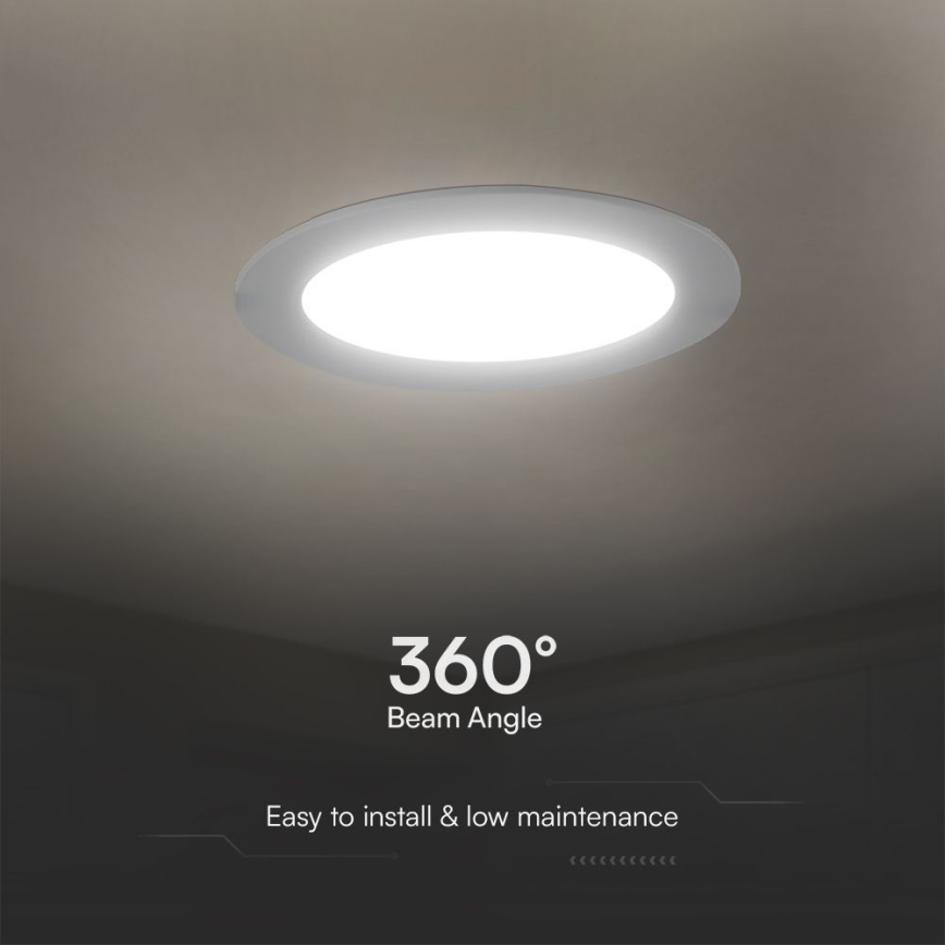 Світлодіодний вбудований світильник SAMSUNG CHIP LED/18W/230V 6500K діаметр 22 см білий