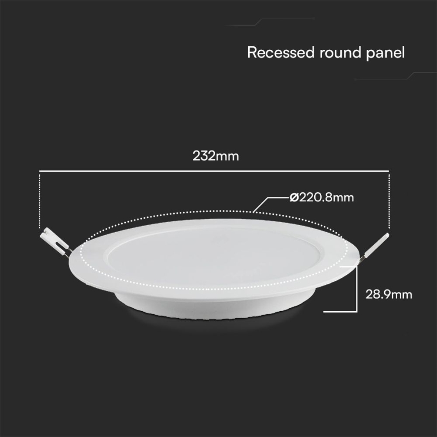 Світлодіодний вбудований світильник SAMSUNG CHIP LED/18W/230V 6500K діаметр 22 см білий