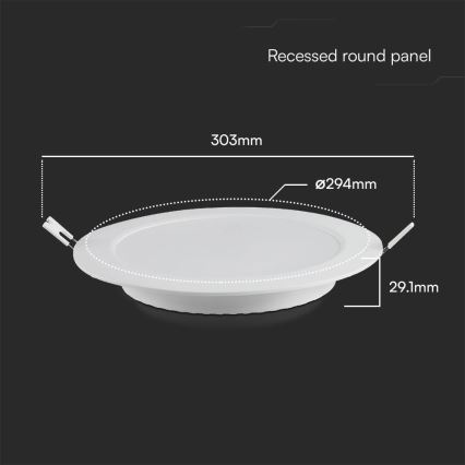 Світлодіодний вбудований світильник SAMSUNG CHIP LED/24W/230V 3000K діаметр 29,4 см білий