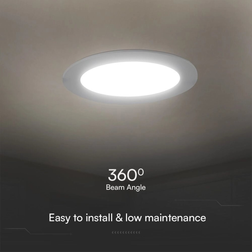 Світлодіодний вбудований світильник SAMSUNG CHIP LED/24W/230V 6500K діаметр 29,4 см білий