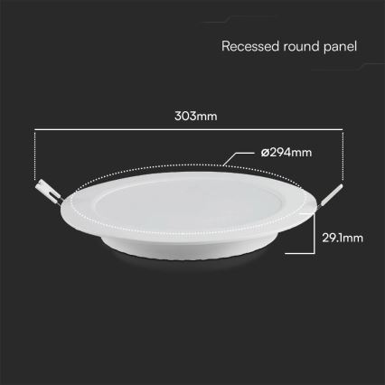 Світлодіодний вбудований світильник SAMSUNG CHIP LED/24W/230V 6500K діаметр 29,4 см білий