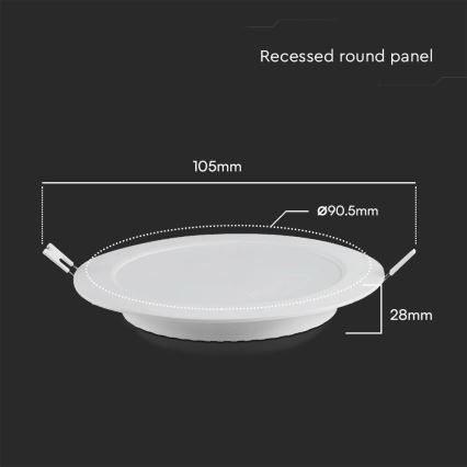 Світлодіодний вбудований світильник SAMSUNG CHIP LED/3W/230V 6500K діаметр 9,5 см білий