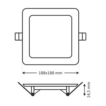 Світлодіодний вбудований світильник SQUARE LED/15W/230V 6500K 18,8x18,8 см білий