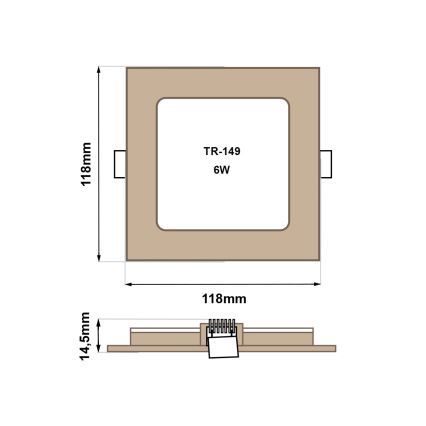 Світлодіодний вбудований світильник SQUARE LED/6W/230V 4200K 11,8x11,8 см коричневий