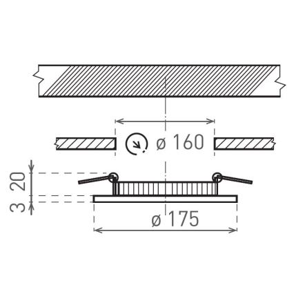 Світлодіодний вбудований світильник VEGA LED/12W/230V 2900/3900/5800K діаметр 17,5 см білий