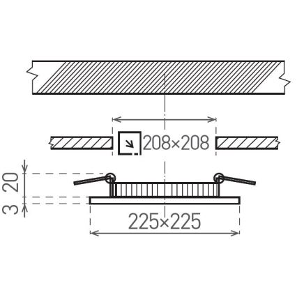 Світлодіодний вбудований світильник VEGA LED/18W/230V 2900/3900/5800K 22,5x22,5 см чорний