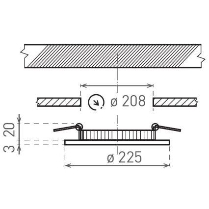 Світлодіодний вбудований світильник VEGA LED/18W/230V 2900/3900/5800K діаметр 22,5 см чорний