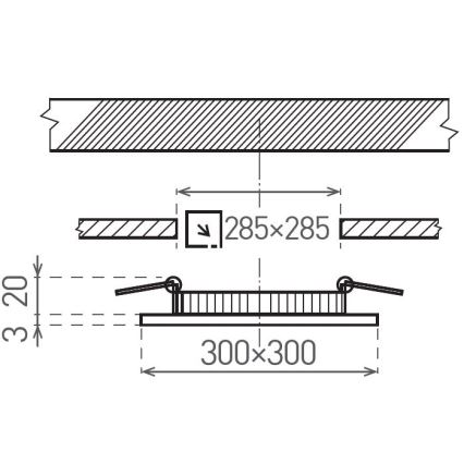 Світлодіодний вбудований світильник VEGA LED/24W/230V 2900/3900/5800K 30x30 см білий