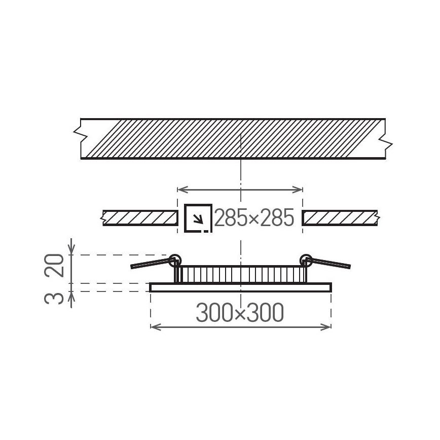 Світлодіодний вбудований світильник VEGA LED/24W/230V 2900/3900/5800K 30x30 см білий