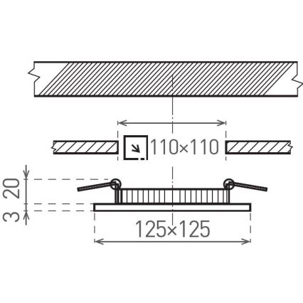 Світлодіодний вбудований світильник VEGA LED/6W/230V 2900/3900/5800K 12,5x12,5 см чорний