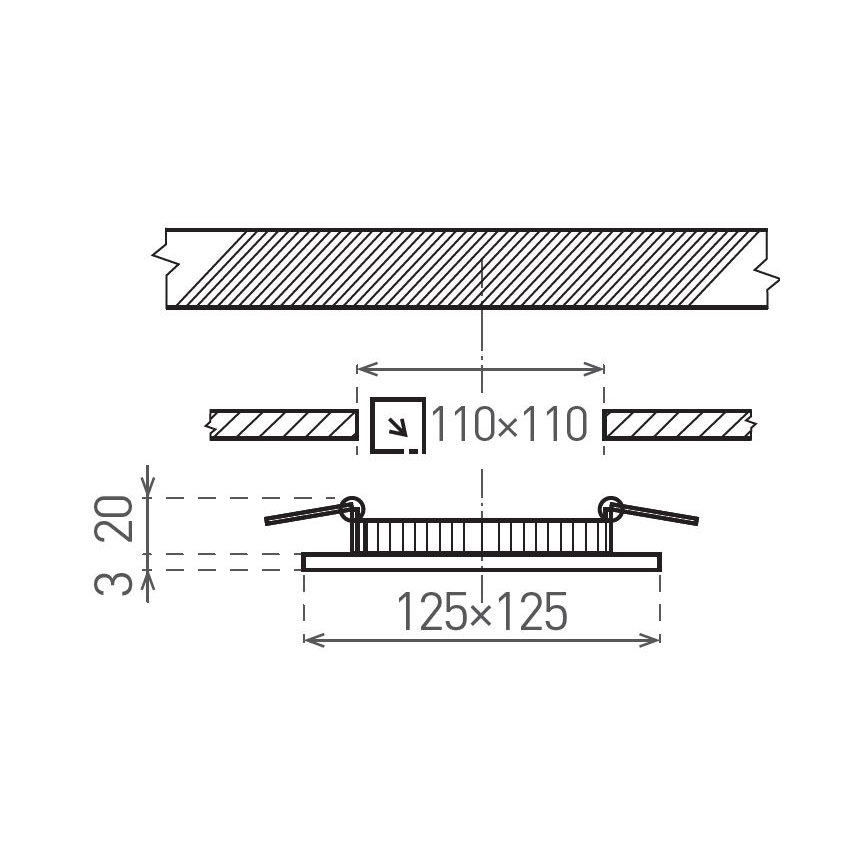 Світлодіодний вбудований світильник VEGA LED/6W/230V 2900/3900/5800K 12,5x12,5 см чорний