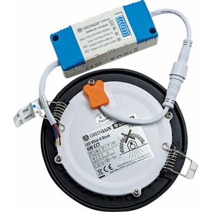Світлодіодний вбудований світильник VEGA LED/6W/230V 2900/3900/5800K діаметр 12,5 см чорний