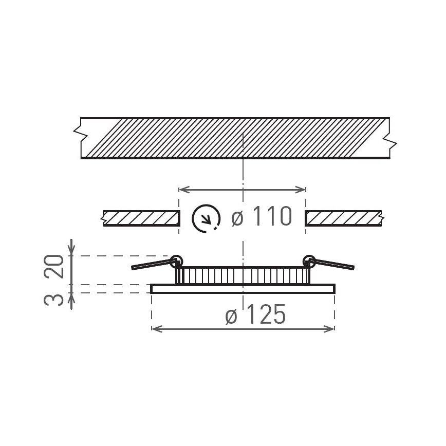 Світлодіодний вбудований світильник VEGA LED/6W/230V 2900/3900/5800K діаметр 12,5 см чорний
