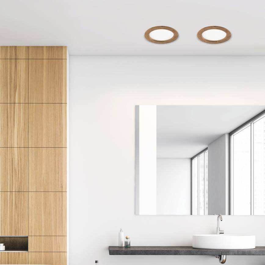 Світлодіодний вбудований світильник WOODY SPOT LED/16,5W/230V 4000K волоський горіх ø 18,5 см