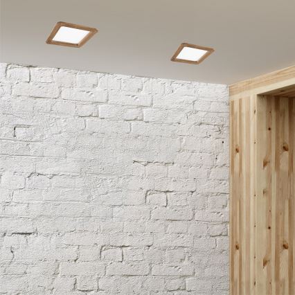 Світлодіодний вбудований світильник WOODY SPOT LED/17W/230V 3000K волоський горіх 18,5x18,5 cm
