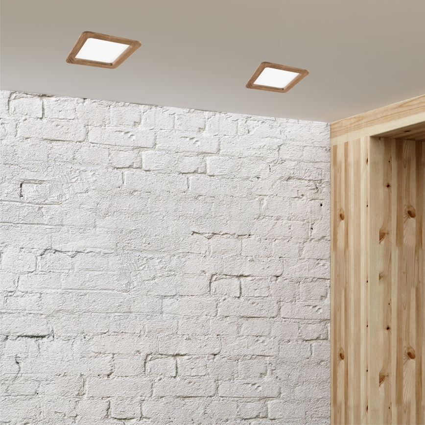 Світлодіодний вбудований світильник WOODY SPOT LED/17W/230V 3000K волоський горіх 18,5x18,5 cm