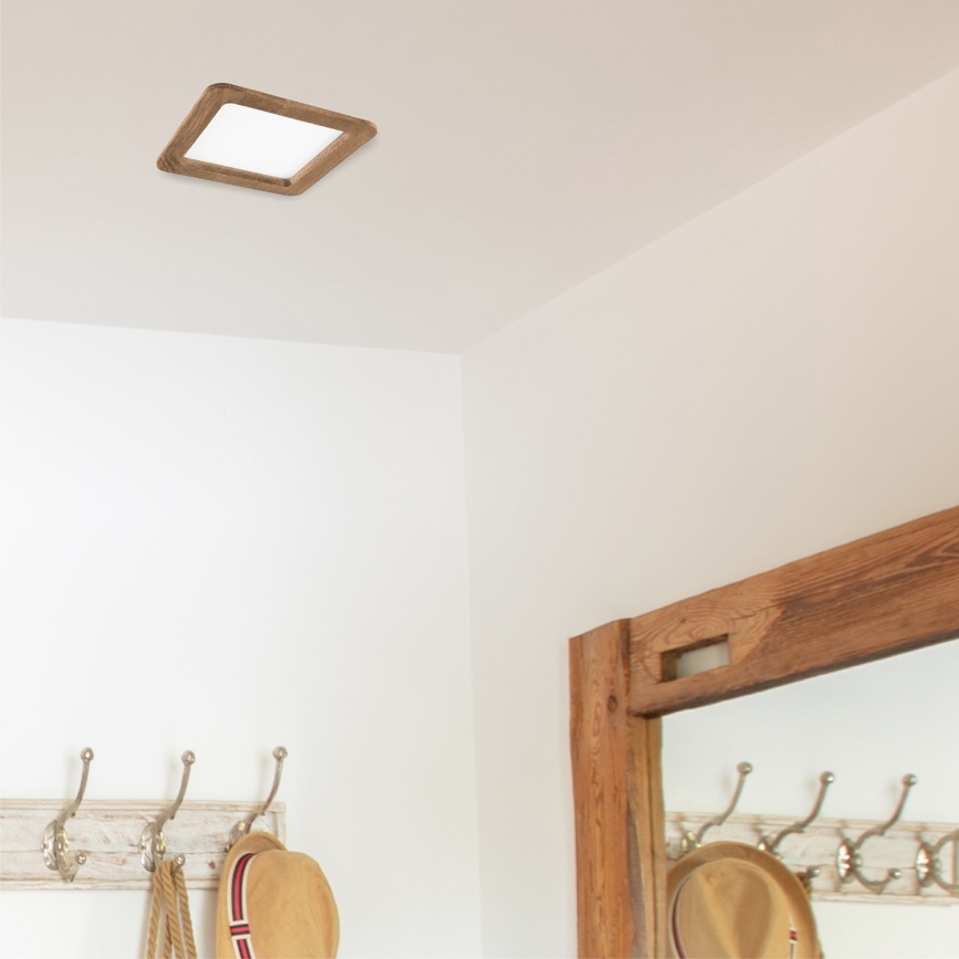 Світлодіодний вбудований світильник WOODY SPOT LED/17W/230V 3000K волоський горіх 18,5x18,5 cm