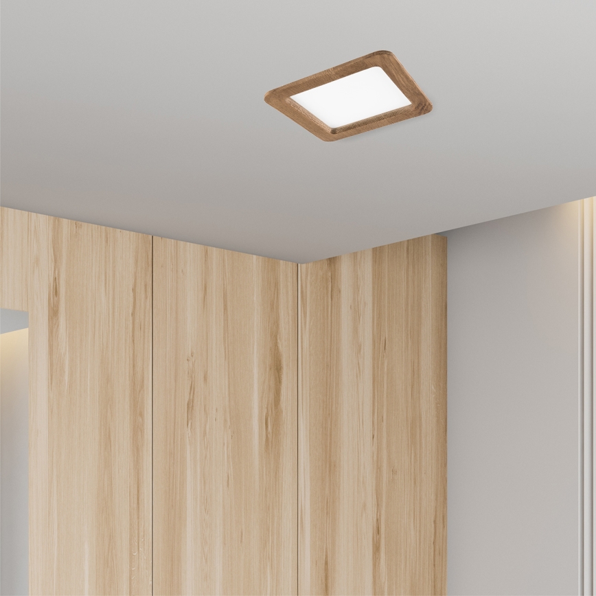 Світлодіодний вбудований світильник WOODY SPOT LED/17W/230V 3000K волоський горіх 18,5x18,5 cm