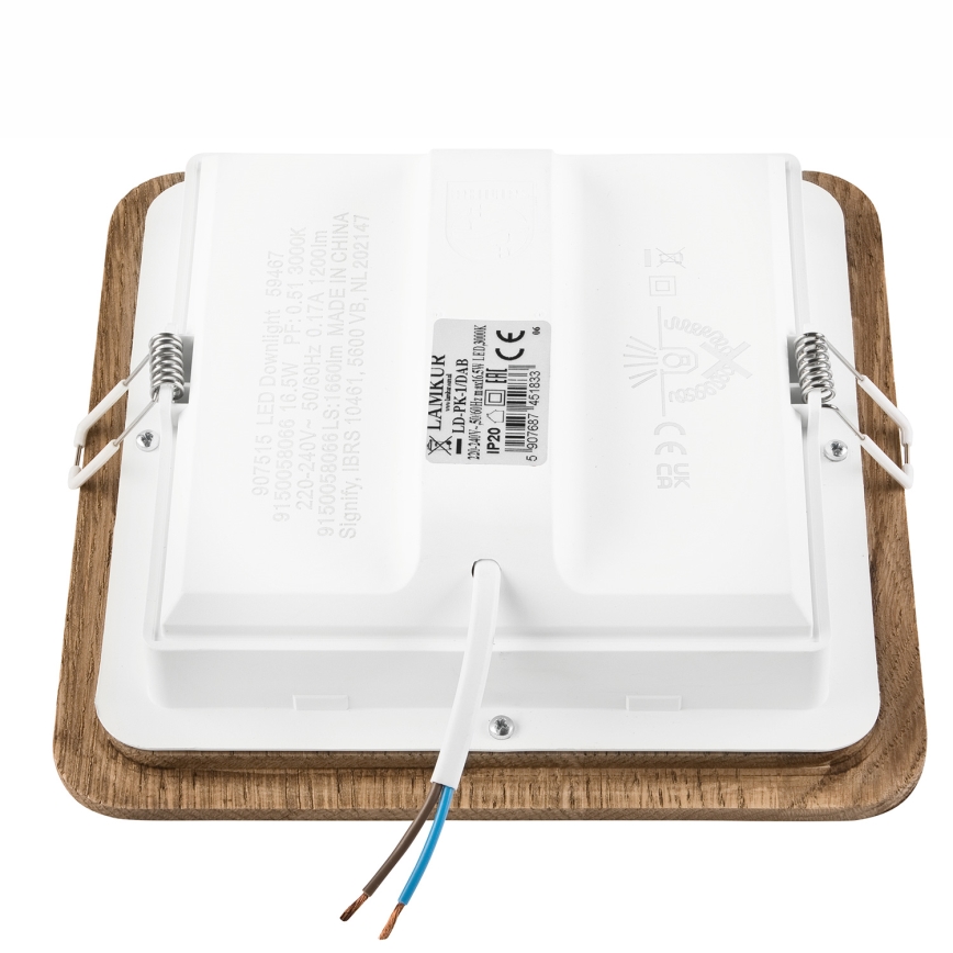 Світлодіодний вбудований світильник WOODY SPOT LED/17W/230V 3000K волоський горіх 18,5x18,5 cm