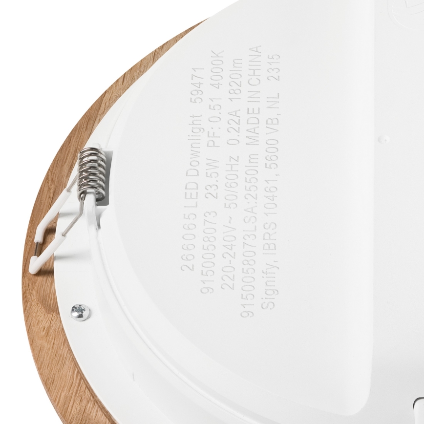 Світлодіодний вбудований світильник WOODY SPOT LED/23,5W/230V 4000K дуб ø 23,5 см