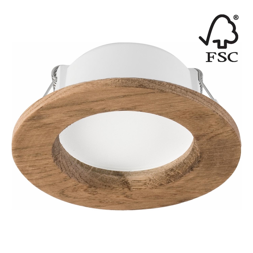 Світлодіодний вбудований світильник WOODY SPOT LED/5,5W/230V 4000K волоський горіх ø 10 cm