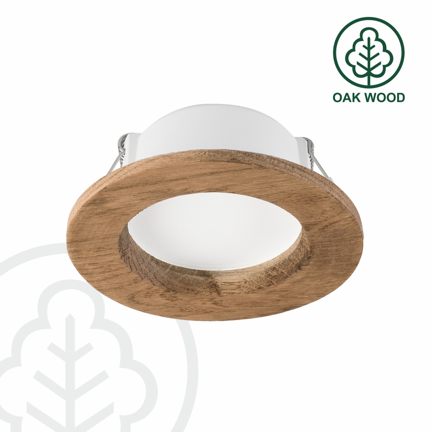 Світлодіодний вбудований світильник WOODY SPOT LED/5,5W/230V 4000K волоський горіх ø 10 cm