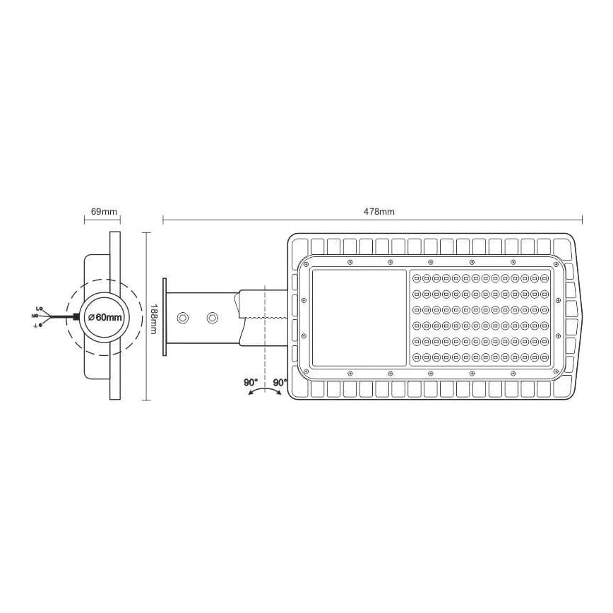 Світлодіодний вуличний ліхтар LED/30W/230V 2700K IP65