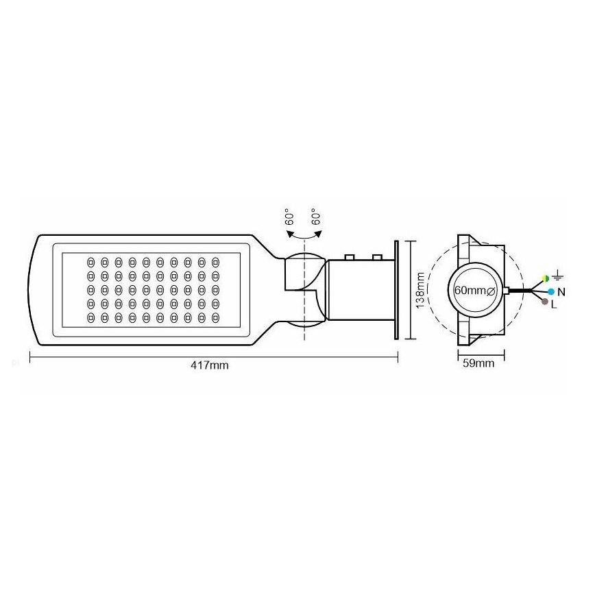 Світлодіодний вуличний ліхтар із сенсором LED/50W/170-400V IP65