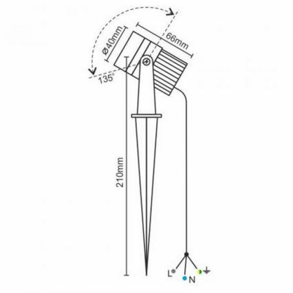 Світлодіодний вуличний світильник LED/3W/230V 4000K IP67 чорний