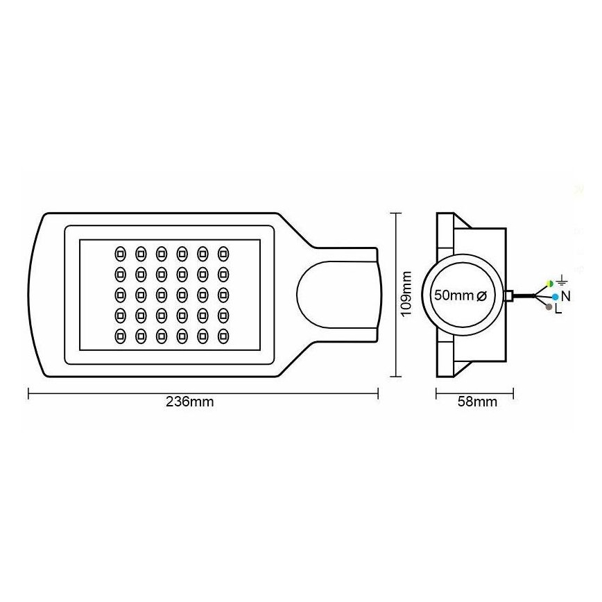 Світлодіодний вуличний ліхтар LED/30W/170-400V IP65