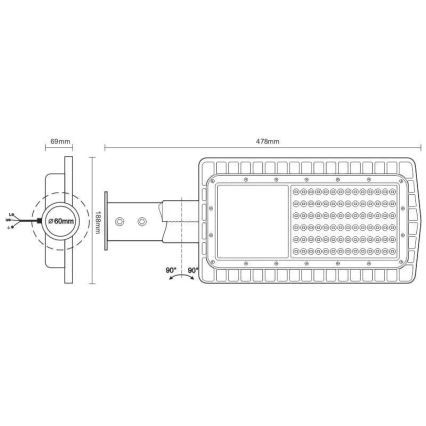 Світлодіодний вуличний ліхтар LED/30W/230V 5000K IP65