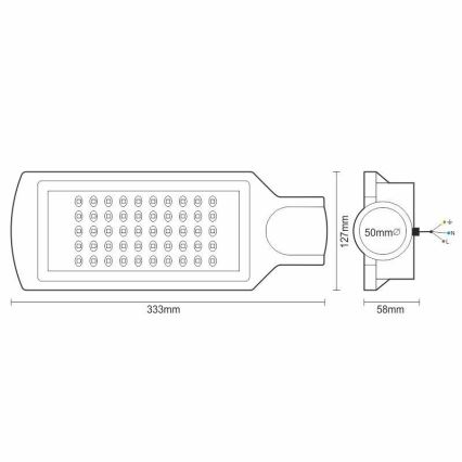 Світлодіодний вуличний ліхтар LED/50W/170-400V 4000K IP65