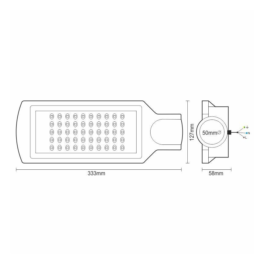 Світлодіодний вуличний ліхтар LED/50W/170-400V 4000K IP65