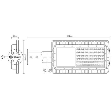 Світлодіодний вуличний ліхтар LED/60W/230V 5000K IP65
