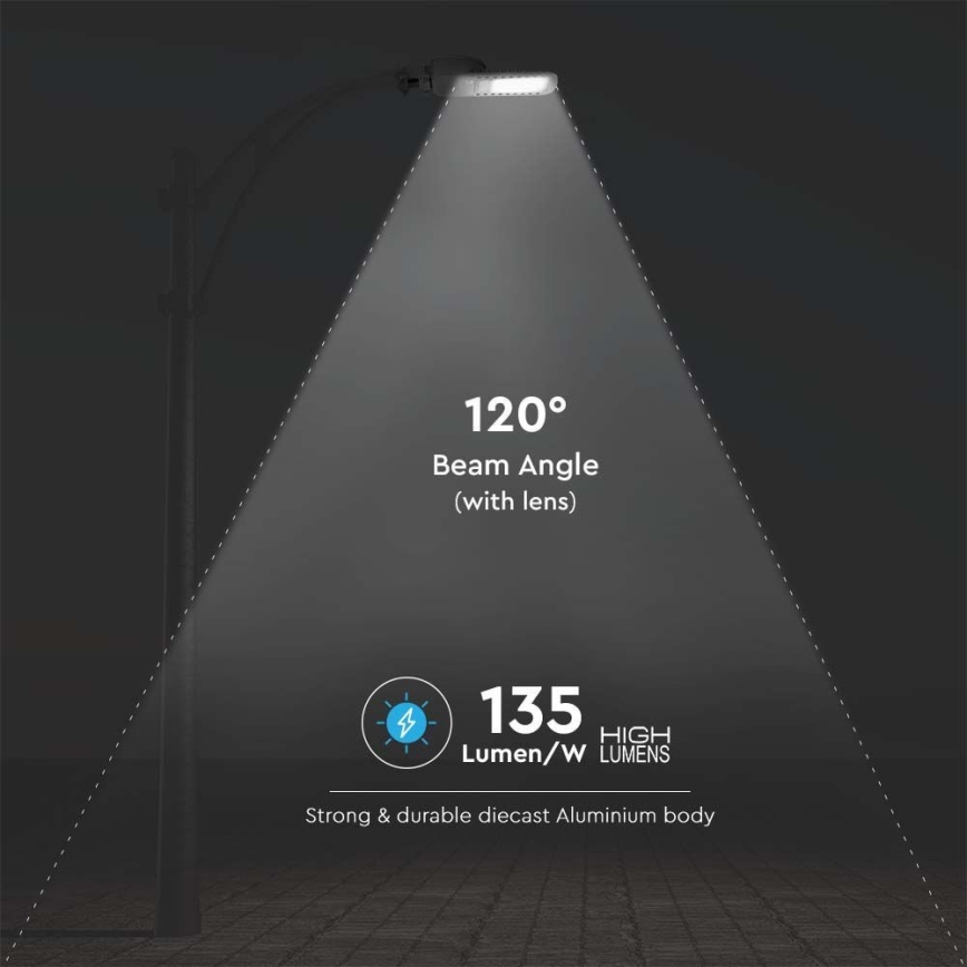 Світлодіодний вуличний ліхтар SAMSUNG CHIP LED/50W/230V 6500K сірий