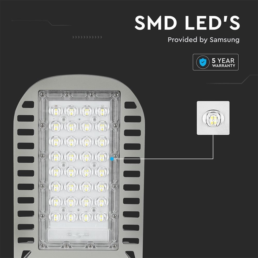 Світлодіодний вуличний ліхтар SAMSUNG CHIP LED/50W/230V 6500K сірий