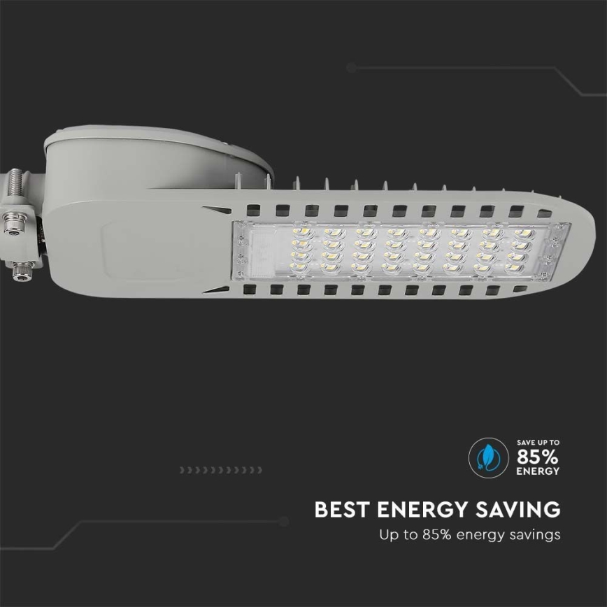 Світлодіодний вуличний ліхтар SAMSUNG CHIP LED/50W/230V 6500K сірий