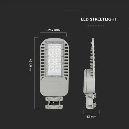 Світлодіодний вуличний ліхтар SAMSUNG CHIP LED/50W/230V 6500K сірий