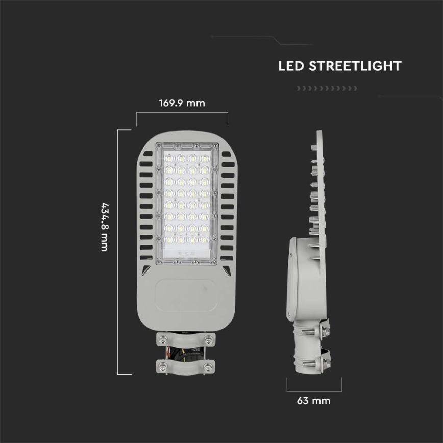 Світлодіодний вуличний ліхтар SAMSUNG CHIP LED/50W/230V 6500K сірий