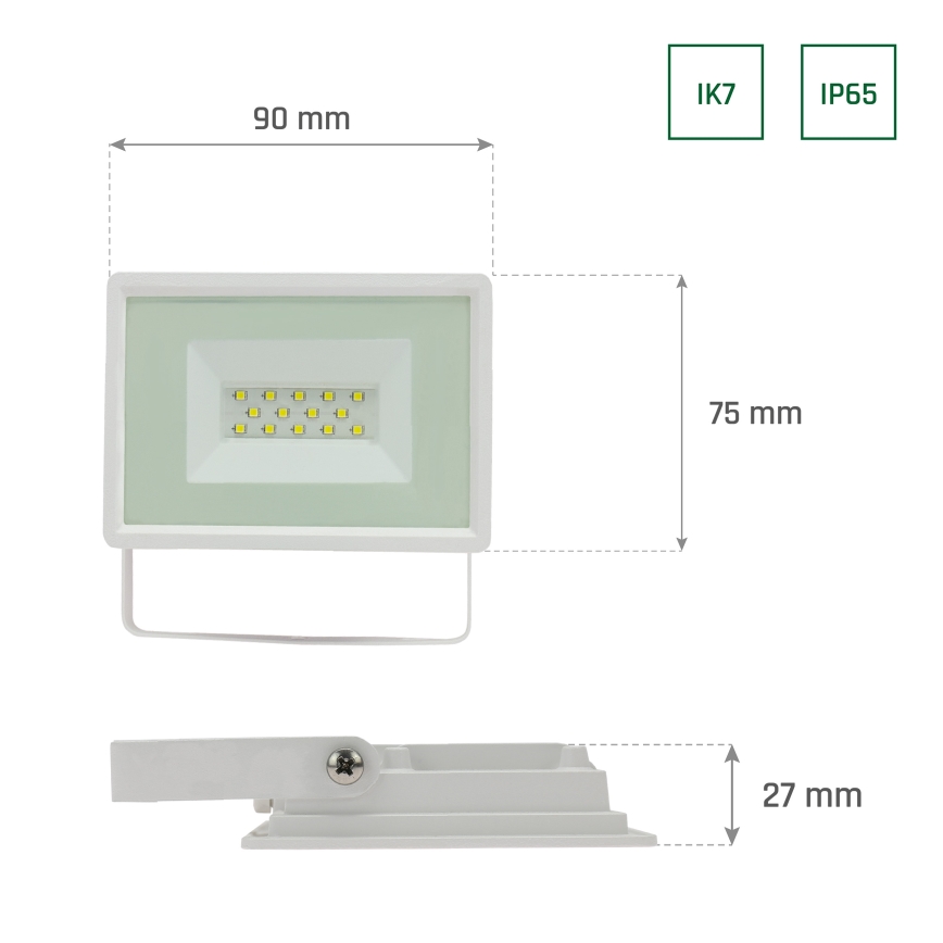 Світлодіодний вуличний прожектор NOCTIS LUX 3 LED/10W/230V 3000K IP65 білий