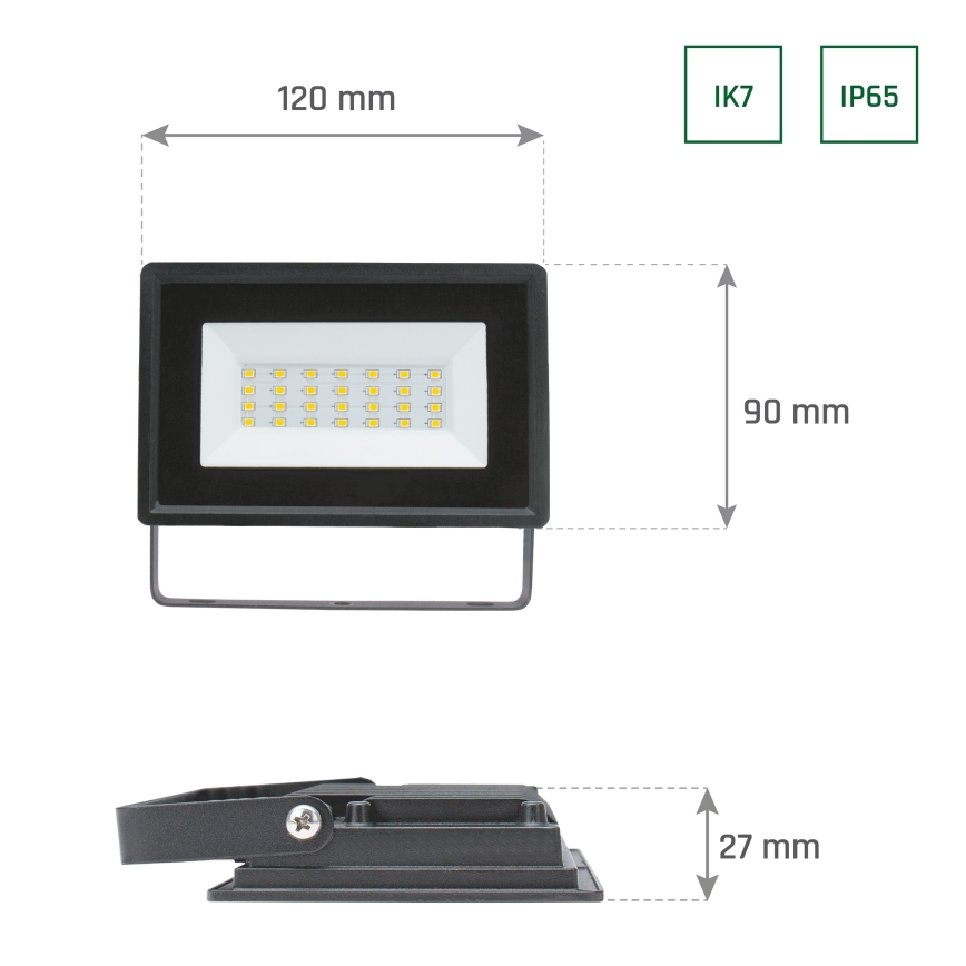 Світлодіодний вуличний прожектор NOCTIS LUX 3 LED/20W/230V 3000K IP65 чорний