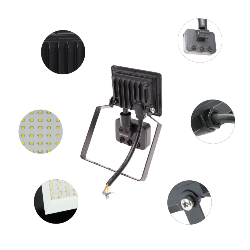 Світлодіодний вуличний прожектор з датчиком NOCTIS LUX 3 LED/10W/230V 4000K IP44 чорний