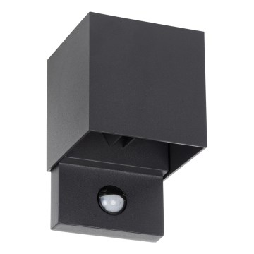 Світлодіодний зовнішній настінний світильник REKA з датчиком руху та датчиком сутінків, LED/7W/230V, IP54, антрацитовий, квадратний