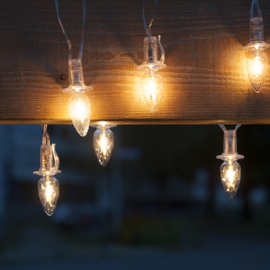 Світлодіодний зовнішній різдвяний гірлянд CONE FILAMENT 20xE10 19м прозорий/теплий білий IP44, Виготовлено в Чехії